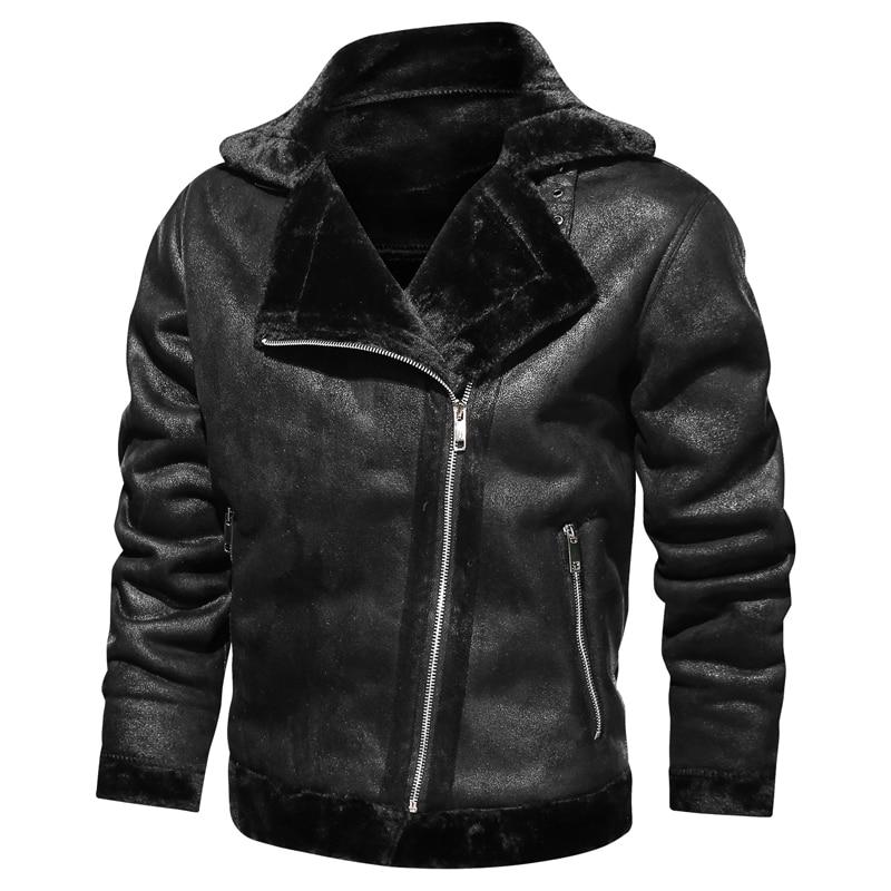 Schwarze Herren-Lederjacke mit Reißverschluss, stilvoll und modern, ideal für Herbst- und Wintermode. Hochwertige Bikerjacke aus Kunstleder.