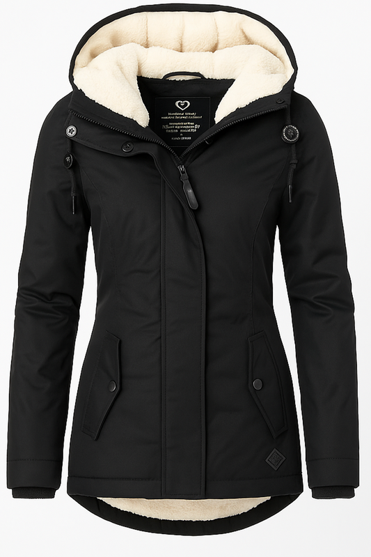 Women's Winter Jacket Waterproof with Fleece Lining and Detachable Hood